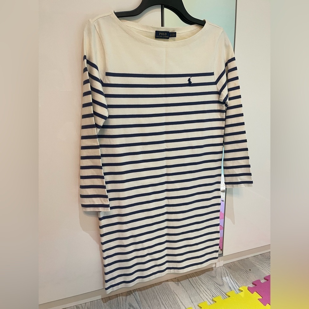 Polo by Ralph Lauren Women's Long Sleeve Striped Dress - Cream and Navy